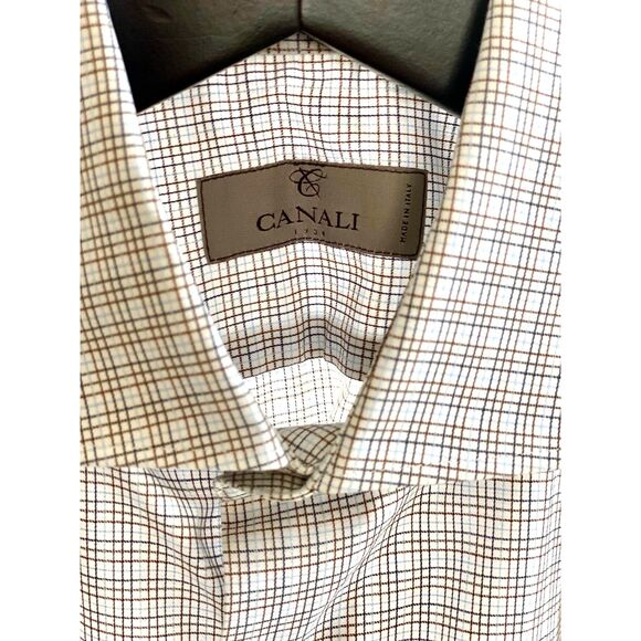 Canali Multi Color Fine Stripe Cotton Plaid Button Down Shirt IT Size 38 = US 15 - Picture 2 of 8